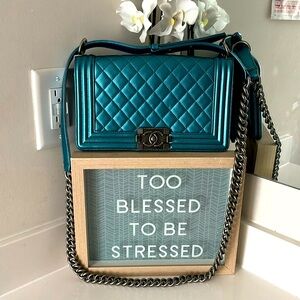 Chanel Boy Bag Flap Quilted Metallic Caviar Old medium